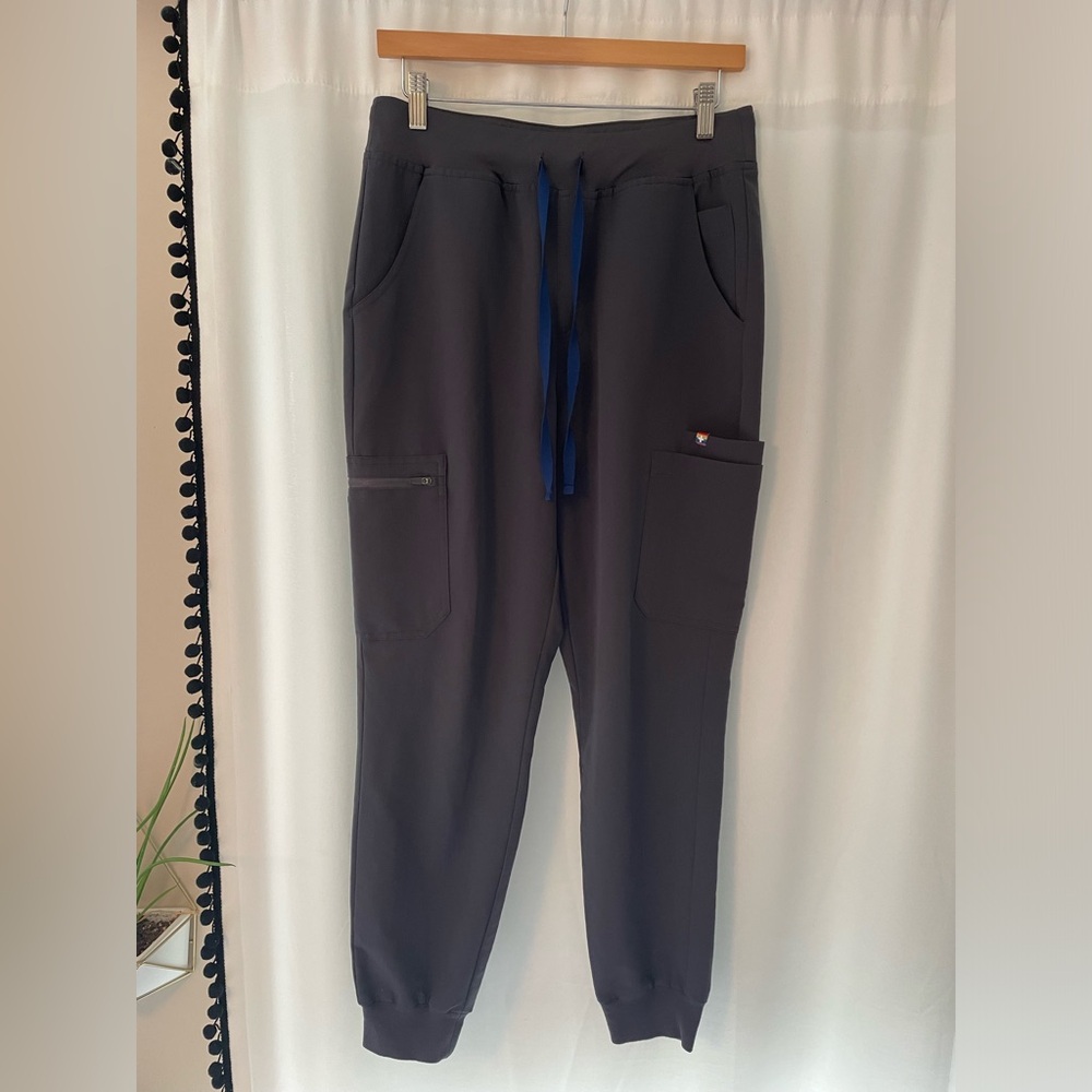 Figs Pewter Joggers with Blue Drawstring